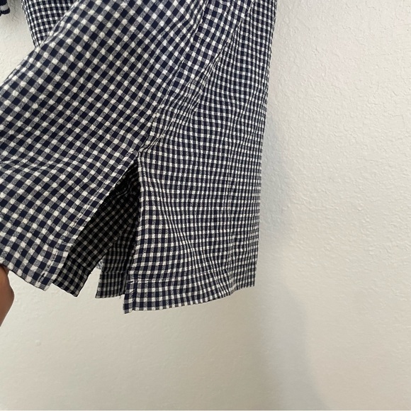 DonnKenny Classics woman gingham navy top size 10 medium button-down vintage - Picture 6 of 8